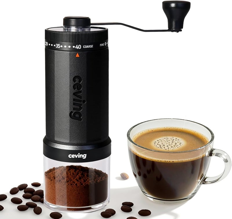 EZVING World's First 60g Large Capacity Manual Coffee Grinder, Portable Hand Coffee Bean Mill with 40 Adjustable Settings, Ceramic Conical Burr Grinder for Espresso, Pour Over, Camping, Travel, Gift, etc - Image 1